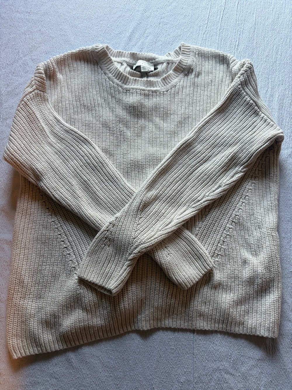 Lucky Brand Cream Ribbed Crewneck Sweater